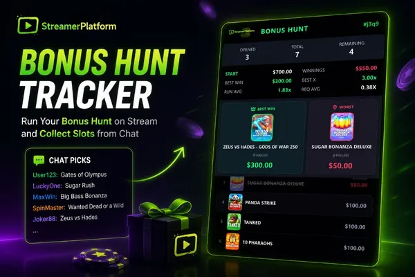 Bonus Hunt Tracker: Run Your Bonus Hunt on Stream and Collect Slots from Chat